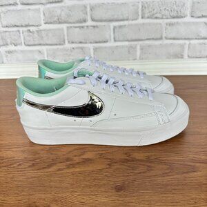 ⭐Nike Blazer Low Platform Sz 10 Men's Shoes White Silver Sneakers DQ7654-100 New